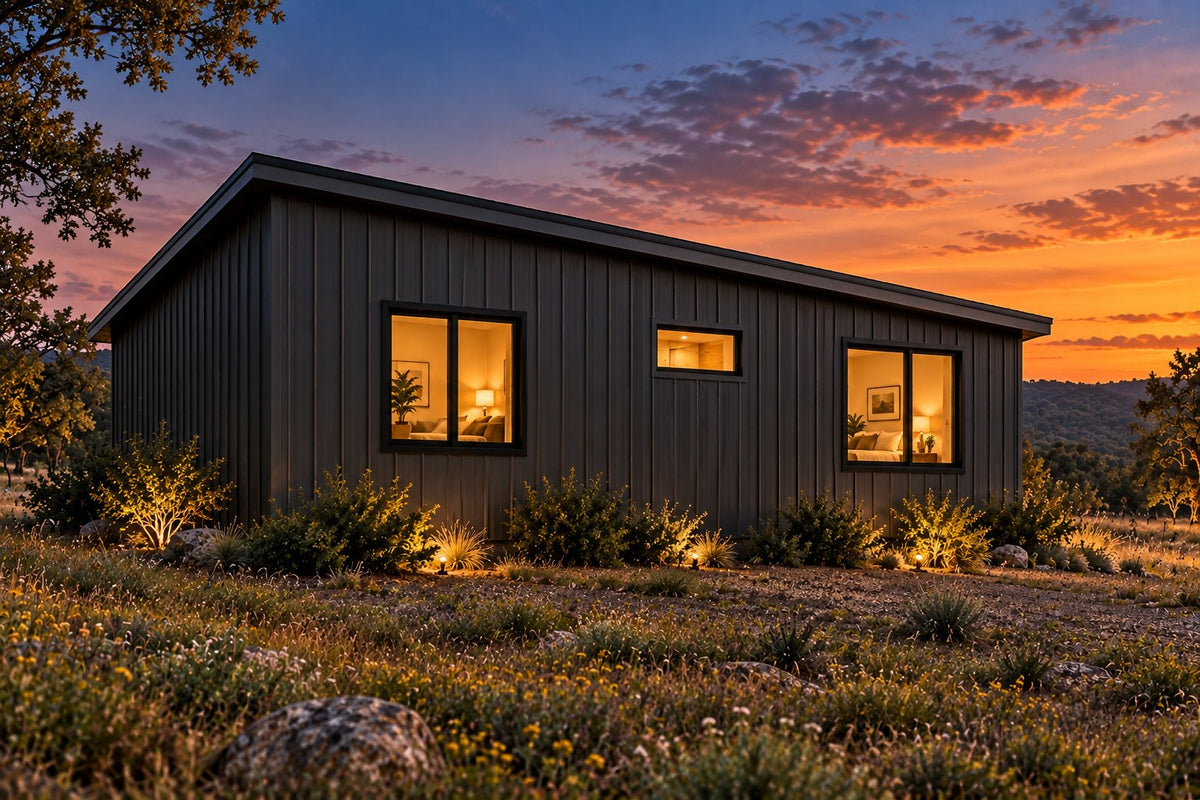 The Slate — 30x40 Modern Barndominium Plan, 2 Bed, 2 Bath, 1,180 Sq Ft